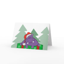 Carte de Noël Hippo violet