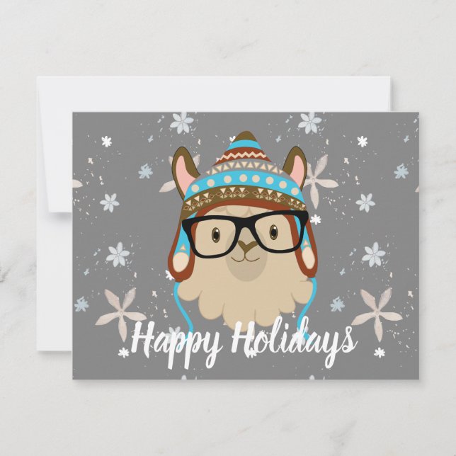 Carte de Noël Hipster Llama (Devant)