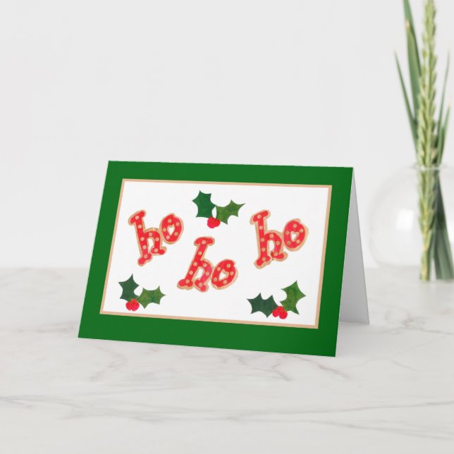 Carte de Noël 'Ho Ho Ho' avec Holly (Devant)