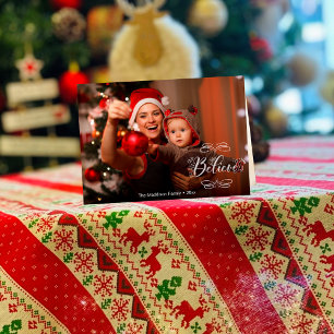 Carte de Noël « Holiday Believe » pliée pour la jo