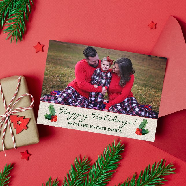 Carte de Noël Holly Feuilles & Berries (Créateur téléchargé)