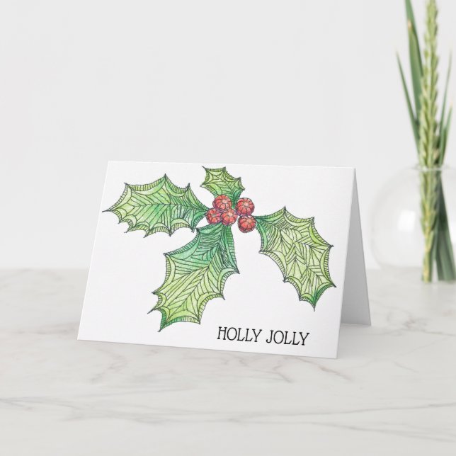 Carte de Noël Holly Jolly (Devant)