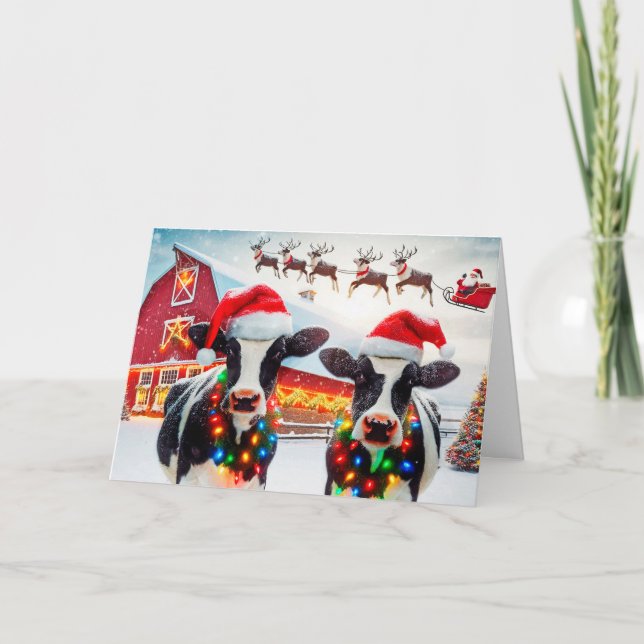 Carte de Noël Holstein Cows (Devant)