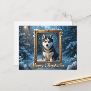 Carte de Noël Husky Hiver Chien Vacances