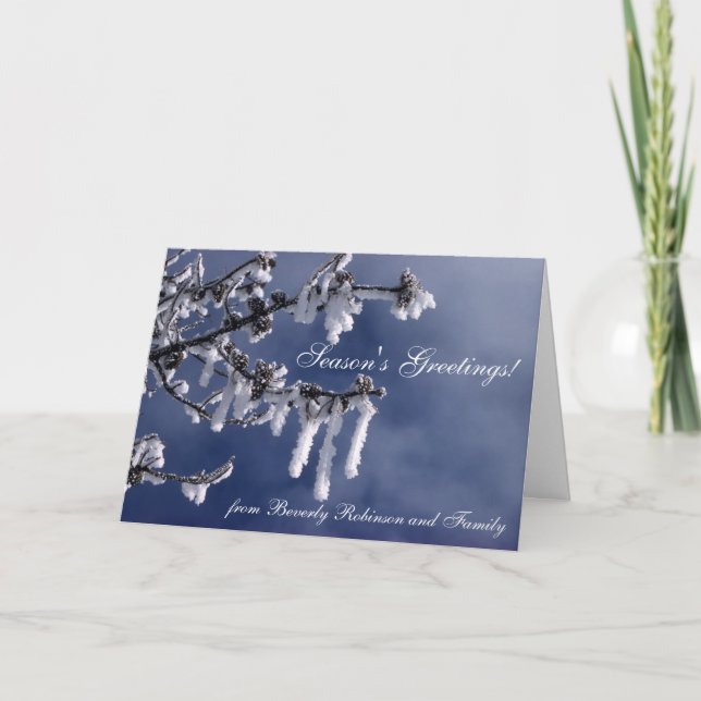 Carte de Noël imprimée en bleu blanc (Devant)
