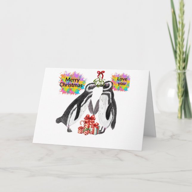 Carte de Noël In Love Penguins (Devant)