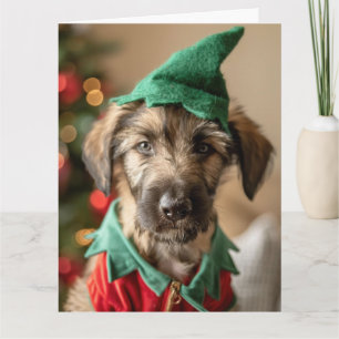 Carte de Noël Irlandais Wolfhound Elf Puppy