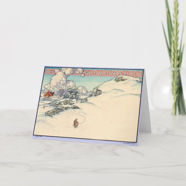 Carte de Noël irlandaise celtique Lapin d'hiver (Devant)