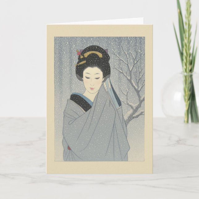 Carte de Noël japonaise pour femme d'hiver (Devant)