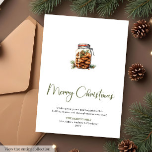 Carte de Noël Jar de Cookies Minimaliste Rustique