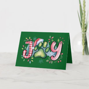 Carte de Noël Joie de Patte de Compagnon Vert