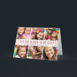 Carte de Noël Jolly Holiday Multiphoto pliée<br><div class="desc">Ce carte photo de vacances de 6 photos rouge et blanc présente l'accueil "C'est la saison à être joyeux" en lettres main amusantes,  entouré de confettis rouge et or. Customisez en ajoutant vos photos de famille préférées.</div>