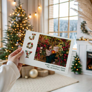 Carte de Noël Joy Modern 1 Photo Patchwork de No