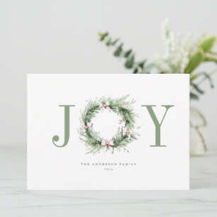 Carte de Noël Joy Sweet Watercolor Wreath