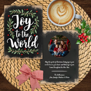 Carte de Noël Joy to the World avec photo personna