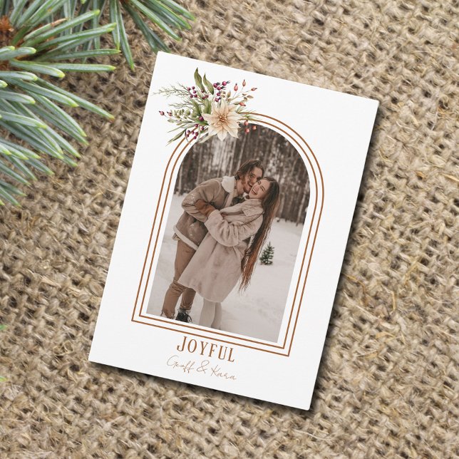 Carte de Noël Joyeuse Arche Rustique (Joyful Rustic Arch Photo Christmas Card
)