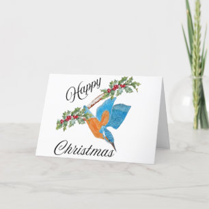Carte de Noël joyeuse avec Martin-pêcheur plongean
