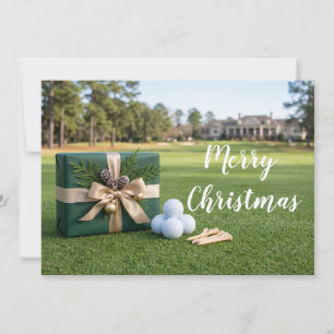 Carte de Noël joyeuse de golf pour golfeur avec ba