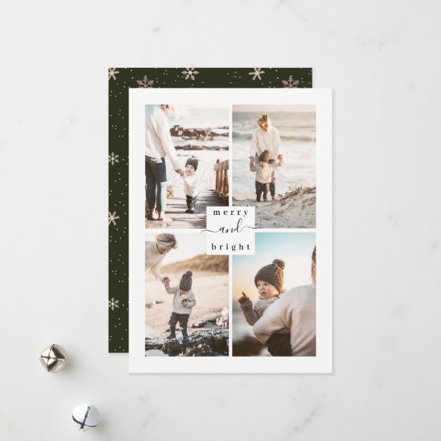 Carte de Noël Joyeuse et brillante famille moderne (Devant/Arrière en situation)