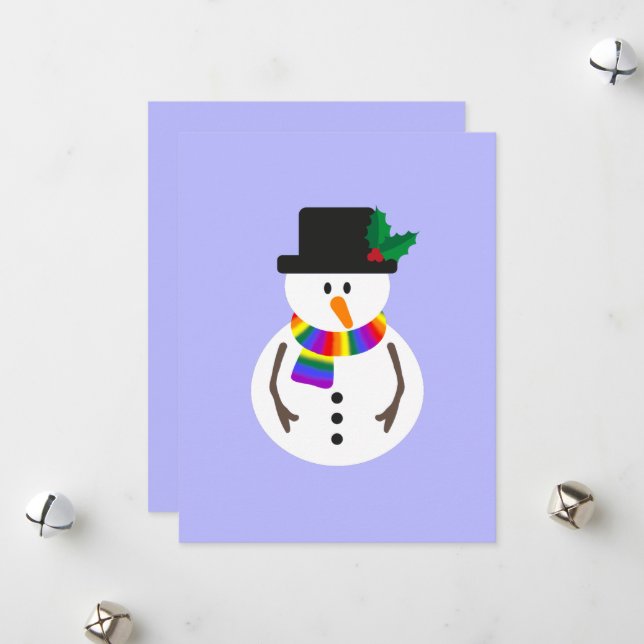 Carte de Noël Joyeuse et Gay Snowman (Devant/Arrière en situation)