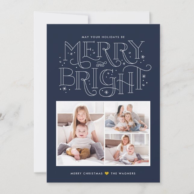 Carte de Noël Joyeuse et Lumineuse 3 Photo (Devant)
