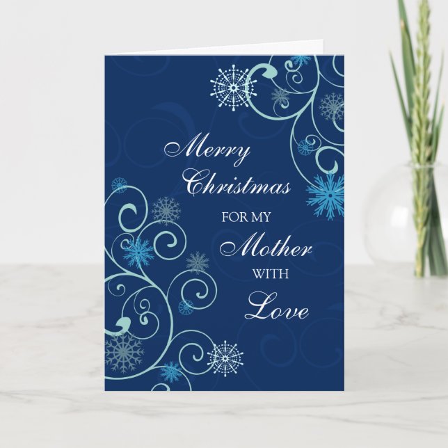 Carte de Noël Joyeuse Mère Blue Swirl (Devant)