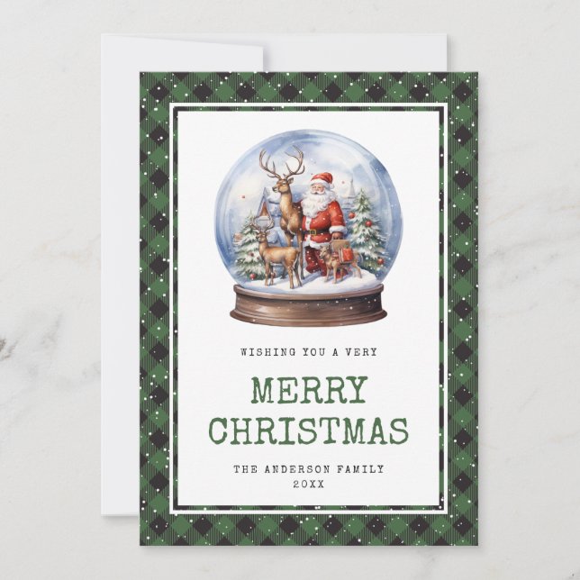 Carte de Noël Joyeuse Père Noël Snow Globe (Devant)