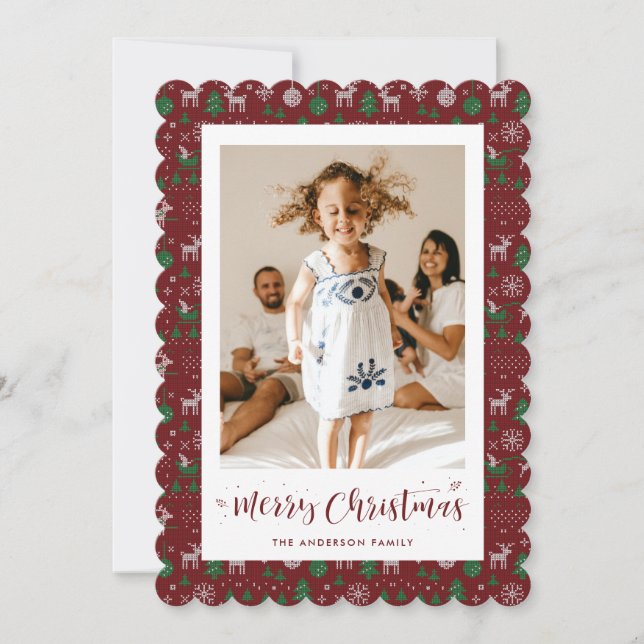 Carte de Noël Joyeuse photo Rouge traditionnel (Devant)