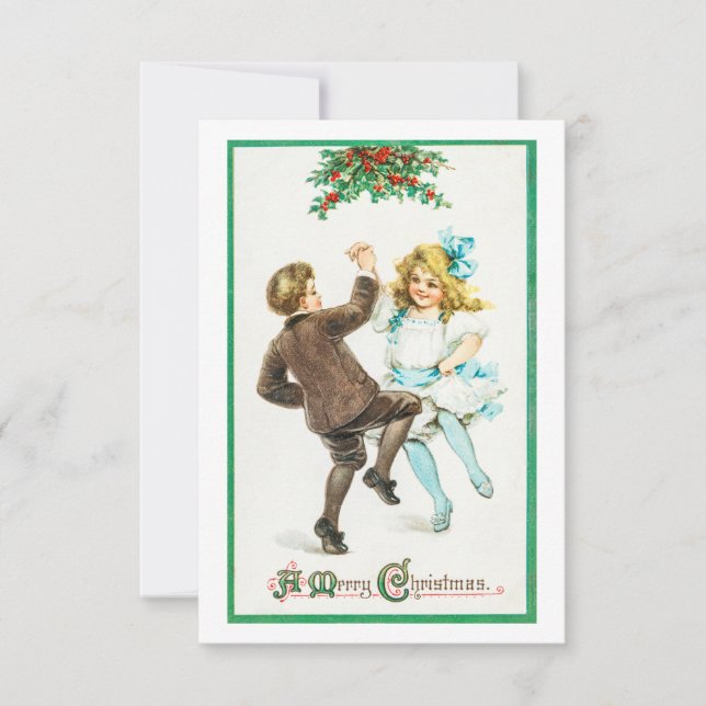 Carte de Noël joyeuse pour enfants dansants (Devant)