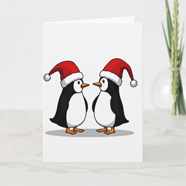 Carte de Noël joyeuse pour les manchots (Devant)