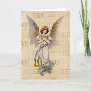 Carte de Noël Joyeux Angel Vintage