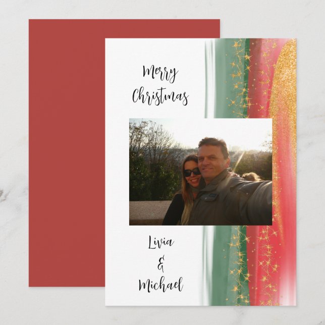 Carte de Noël joyeux avec photo (Devant / Derrière)
