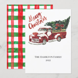 Carte de Noël Joyeux Camion Rouge