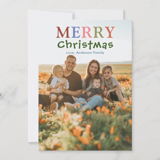 Carte de Noël Joyeux coloré (Devant)