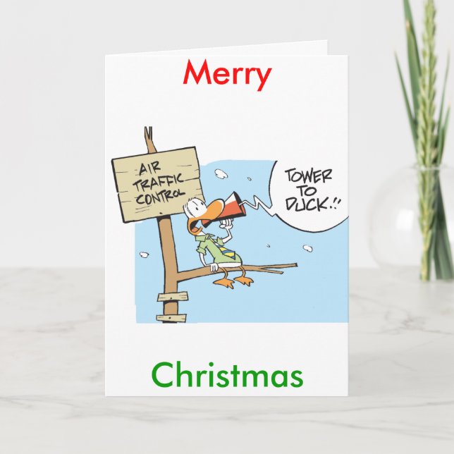 Carte de Noël Joyeux contrôle de la circulation aé (Devant)