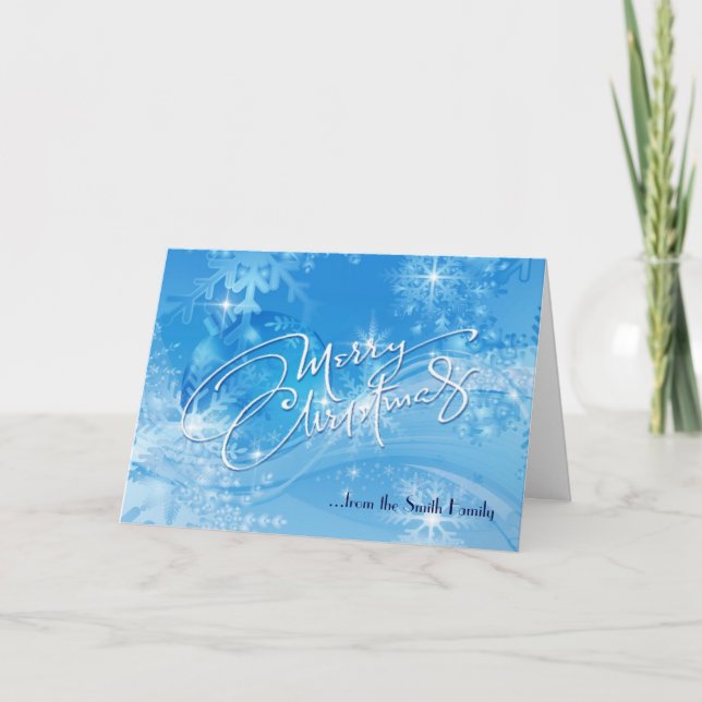 Carte de Noël Joyeux d'hiver bleu (Devant)
