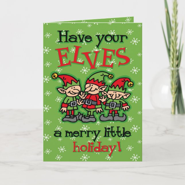 Carte de Noël Joyeux Elfes (Devant)