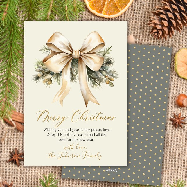 Carte de Noël joyeux en aquarelle dorée feuillage  (Créateur téléchargé)