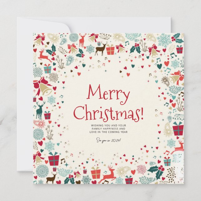 Carte de Noël joyeux et Bonne Année rouge (Devant)