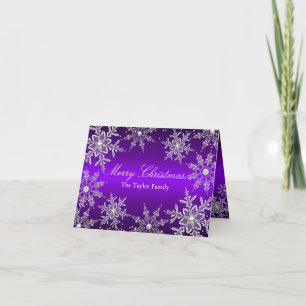 Carte de Noël Joyeux Flocon de neige violet