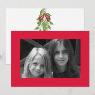 Carte de Noël Joyeux Gui avec Ruban Rouge