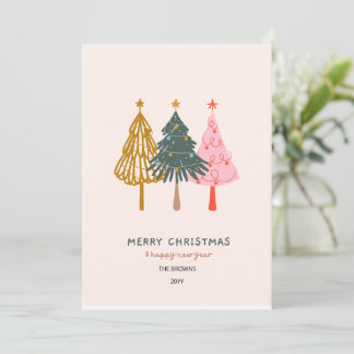 Carte de Noël Joyeux Minimaliste Bleu Blanc