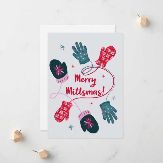 Carte de Noël Joyeux Mittsmas (Devant/Arrière en situation)