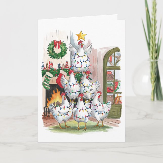 Carte de Noël Joyeux Noël Amoureux des Poulets (Devant)