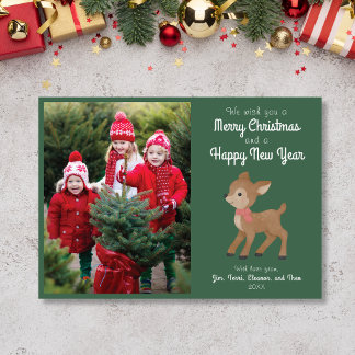 Carte de Noël Joyeux Noël Cerf Mignon
