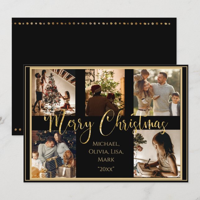 Carte de Noël Joyeux Noël Écriture Dorée (Devant / Derrière)