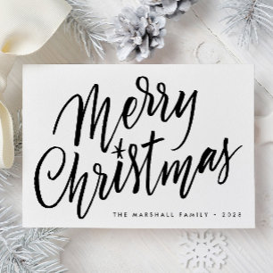 Carte de Noël Joyeux Noël Lettré À La Main Chic