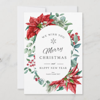 Carte de Noël joyeux Noël poinsettia cadre