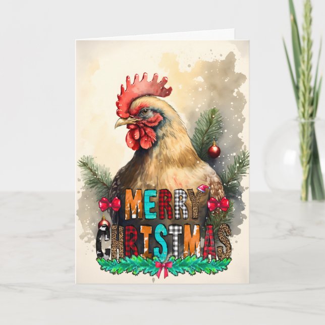 Carte de Noël Joyeux Noël Poulet Mignon (Devant)
