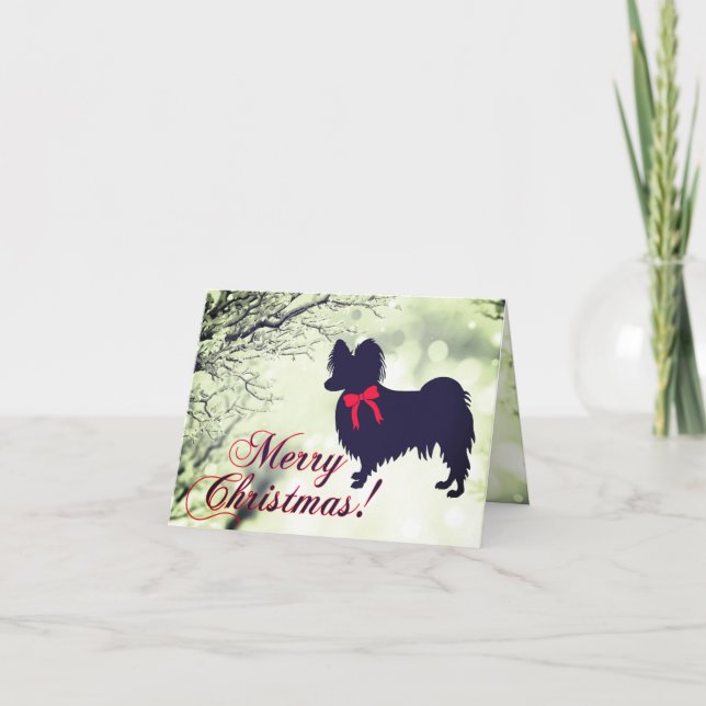 Carte de Noël Joyeux Noël pour chien Papillon (Devant)